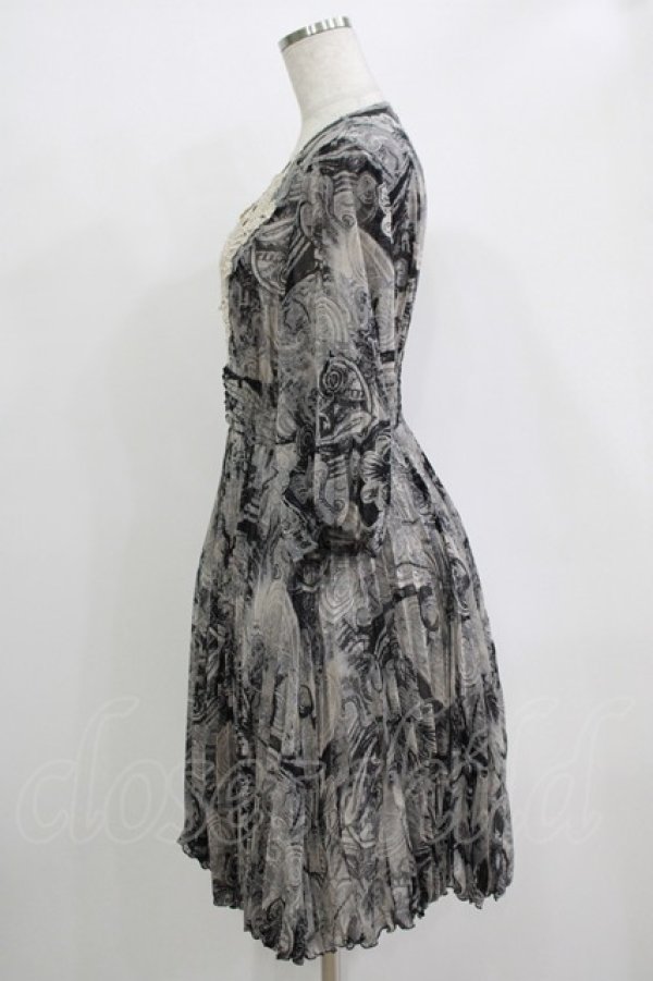 画像2: Rozen Kavalier / 総柄プリーツワンピース  グレー H-25-11-03-015-OO-OP-KB-ZH (2)