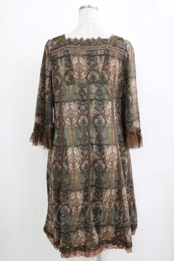 画像3: OZZ ANGELO / ヨーク切替総柄ワンピース  カーキ H-25-11-03-016-OO-OP-KB-ZH (3)