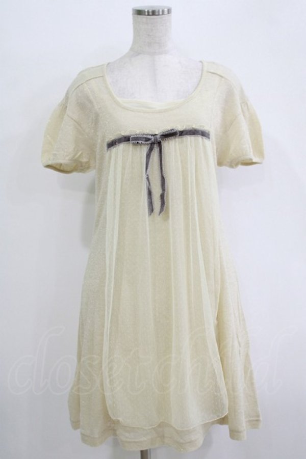 画像1: Emily Temple cute / ラメニットフロントチュールワンピース  ゴールドベージュ H-25-11-03-020-ET-OP-KB-ZH (1)