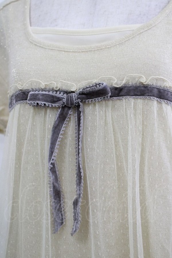 画像4: Emily Temple cute / ラメニットフロントチュールワンピース  ゴールドベージュ H-25-11-03-020-ET-OP-KB-ZH (4)