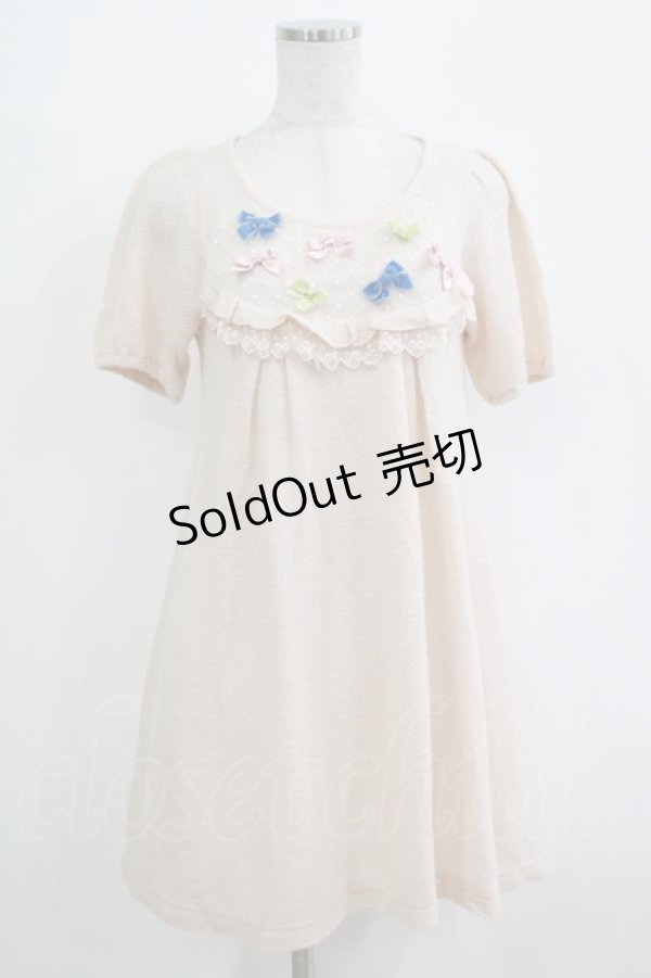 画像1: Emily Temple cute / リボンニットワンピース  ピンク H-25-11-03-021-ET-OP-KB-ZH (1)