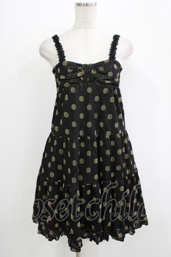 画像1: Emily Temple cute / ラメドットティアードノースリーブワンピース  ブラック×ゴールドドット H-25-11-03-022-ET-OP-KB-ZH (1)