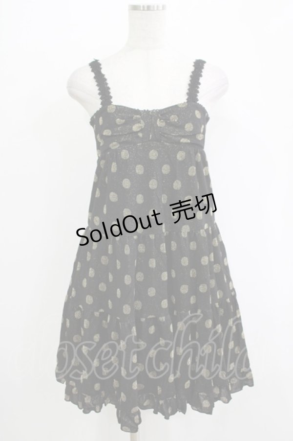 画像1: Emily Temple cute / ラメドットティアードノースリーブワンピース  ブラック×ゴールドドット H-25-11-03-022-ET-OP-KB-ZH (1)