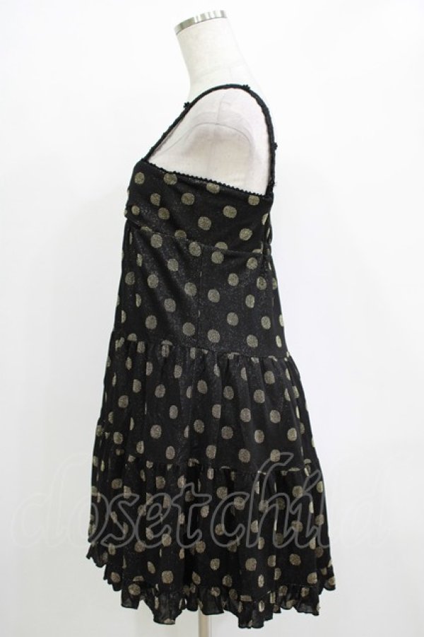 画像2: Emily Temple cute / ラメドットティアードノースリーブワンピース  ブラック×ゴールドドット H-25-11-03-022-ET-OP-KB-ZH (2)