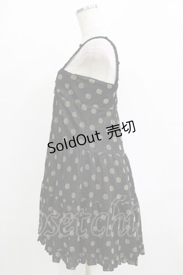 画像2: Emily Temple cute / ラメドットティアードノースリーブワンピース  ブラック×ゴールドドット H-25-11-03-022-ET-OP-KB-ZH (2)