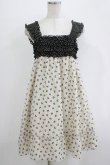 画像1: Emily Temple cute / リボンフロッキー水玉フリルノースリーブワンピース  アイボリー×ブラック H-25-11-03-023-ET-OP-KB-ZH (1)