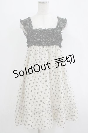 画像: Emily Temple cute / リボンフロッキー水玉フリルノースリーブワンピース  アイボリー×ブラック H-25-11-03-023-ET-OP-KB-ZH