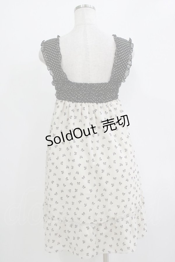 画像3: Emily Temple cute / リボンフロッキー水玉フリルノースリーブワンピース  アイボリー×ブラック H-25-11-03-023-ET-OP-KB-ZH (3)