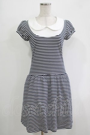 画像: MILK / ラウンドカラーカットドレス  ネイビーボーダー H-25-11-03-025-ML-OP-KB-ZH