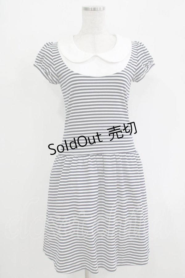 画像1: MILK / ラウンドカラーカットドレス  ネイビーボーダー H-25-11-03-025-ML-OP-KB-ZH (1)
