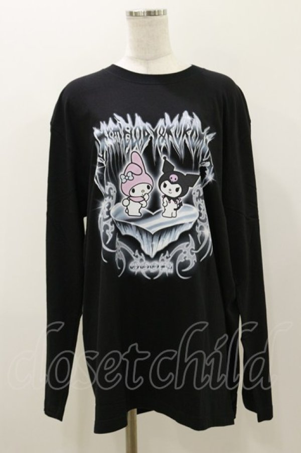 画像1: QOOZA / マイメロディ＆クロミコラボ L/S TEE  ブラック H-25-11-04-055-PU-TO-KB-ZH (1)