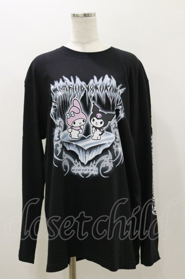 画像1: QOOZA / マイメロディ＆クロミコラボ L/S TEE  ブラック H-25-11-04-056-PU-TO-KB-ZH (1)