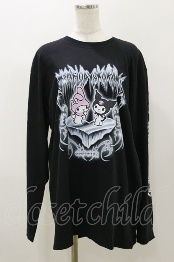 画像1: QOOZA / マイメロディ＆クロミコラボ L/S TEE  ブラック H-25-11-04-057-PU-TO-KB-ZH (1)