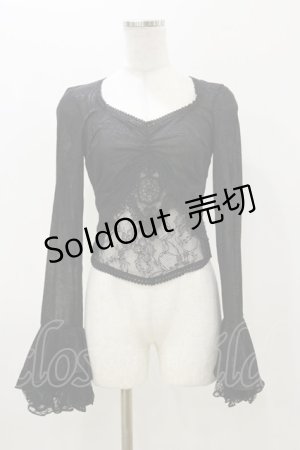 画像: DARK IN LOVE / Gothic luxe lace see-through belly sexy top M ブラック H-25-11-04-066-PU-TO-KB-ZH