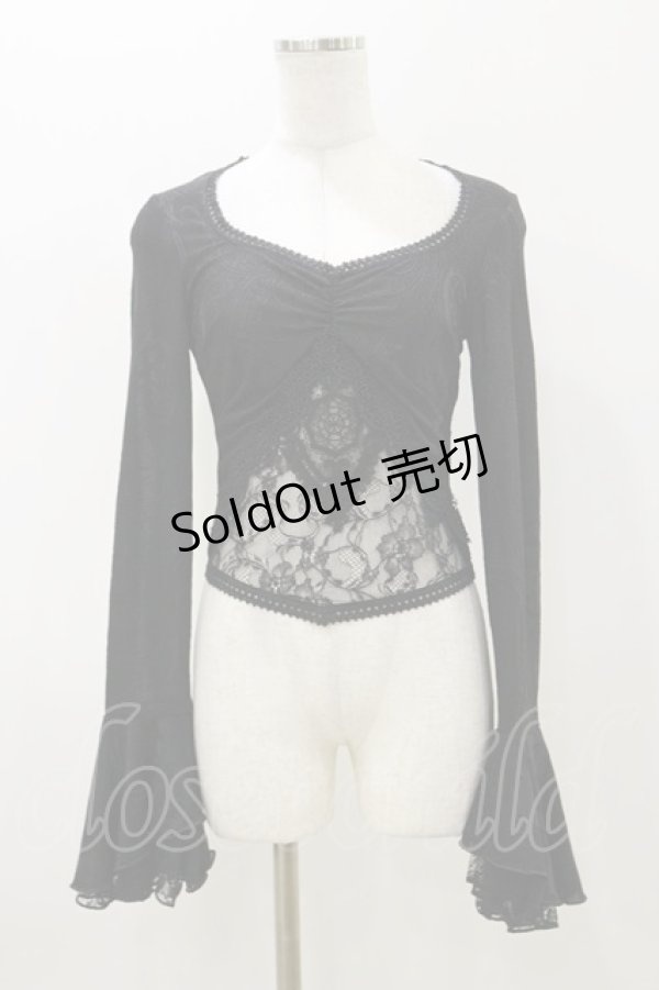 画像1: DARK IN LOVE / Gothic luxe lace see-through belly sexy top M ブラック H-25-11-04-067-PU-TO-KB-ZH (1)