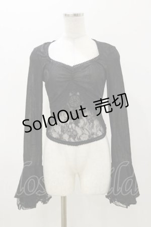 画像: DARK IN LOVE / Gothic luxe lace see-through belly sexy top M ブラック H-25-11-04-068-PU-TO-KB-ZH