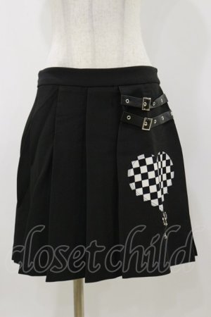 画像: DARK IN LOVE / Punk black white check heart pleated skirt L ブラック H-25-11-04-070-PU-SK-KB-ZH