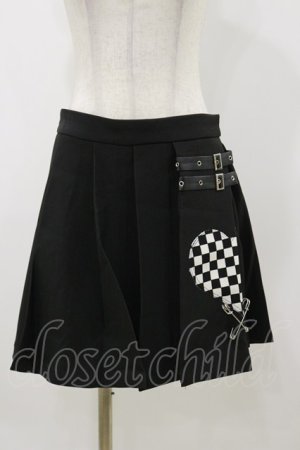 画像: DARK IN LOVE / Punk black white check heart pleated skirt M ブラック H-25-11-04-071-PU-SK-KB-ZH