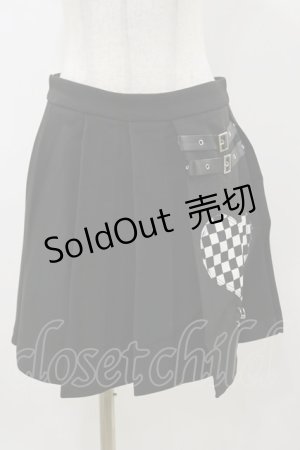 画像: DARK IN LOVE / Punk black white check heart pleated skirt M ブラック H-25-11-04-072-PU-SK-KB-ZH