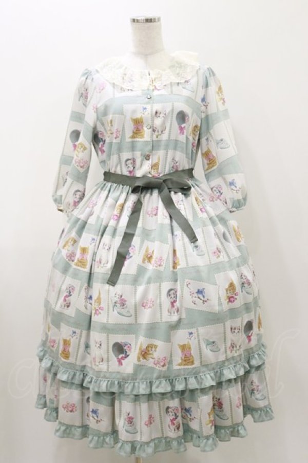 画像1: Emily Temple cute / Kitten Stamp Collectionロングワンピース  ミント H-25-11-04-074-ET-OP-KB-ZH (1)
