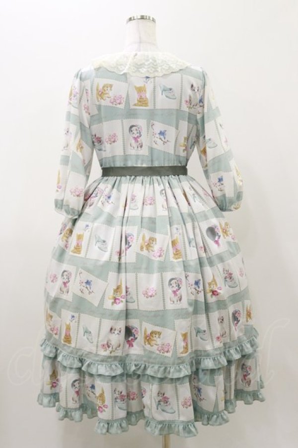 画像2: Emily Temple cute / Kitten Stamp Collectionロングワンピース  ミント H-25-11-04-074-ET-OP-KB-ZH (2)