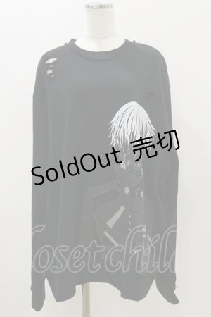 画像: QOOZA / 東京喰種×QOOZA金木研 ダメージスウェット  ブラック H-25-11-04-038-PU-TO-KB-ZH