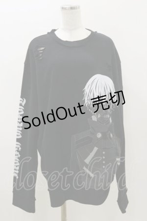画像: QOOZA / 東京喰種×QOOZA金木研 ダメージスウェット  ブラック H-25-11-04-039-PU-TO-KB-ZH