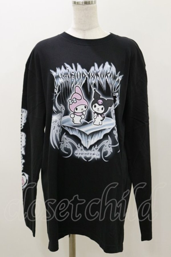 画像1: QOOZA / マイメロディ＆クロミコラボ L/S TEE  ブラック H-25-11-04-050-PU-TO-KB-ZH (1)