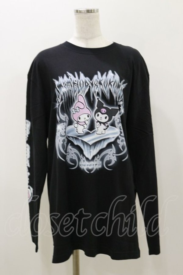 画像1: QOOZA / マイメロディ＆クロミコラボ L/S TEE  ブラック H-25-11-04-051-PU-TO-KB-ZH (1)