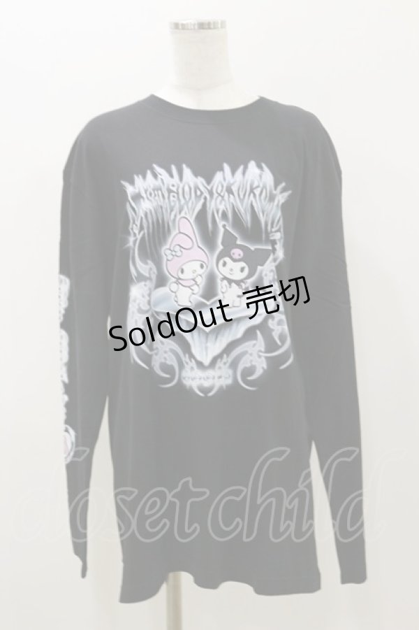 画像1: QOOZA / マイメロディ＆クロミコラボ L/S TEE  ブラック H-25-11-04-051-PU-TO-KB-ZH (1)