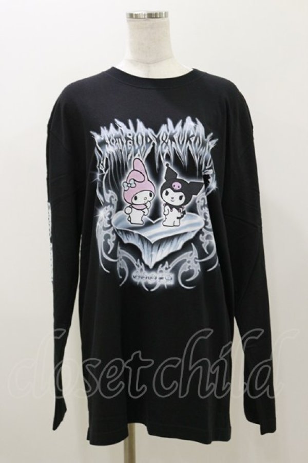 画像1: QOOZA / マイメロディ＆クロミコラボ L/S TEE  ブラック H-25-11-04-052-PU-TO-KB-ZH (1)