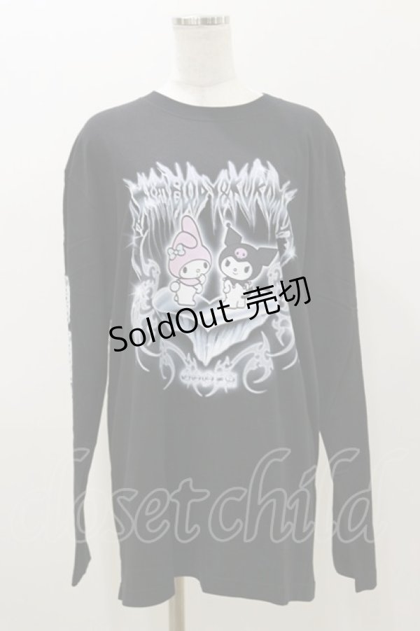 画像1: QOOZA / マイメロディ＆クロミコラボ L/S TEE  ブラック H-25-11-04-052-PU-TO-KB-ZH (1)