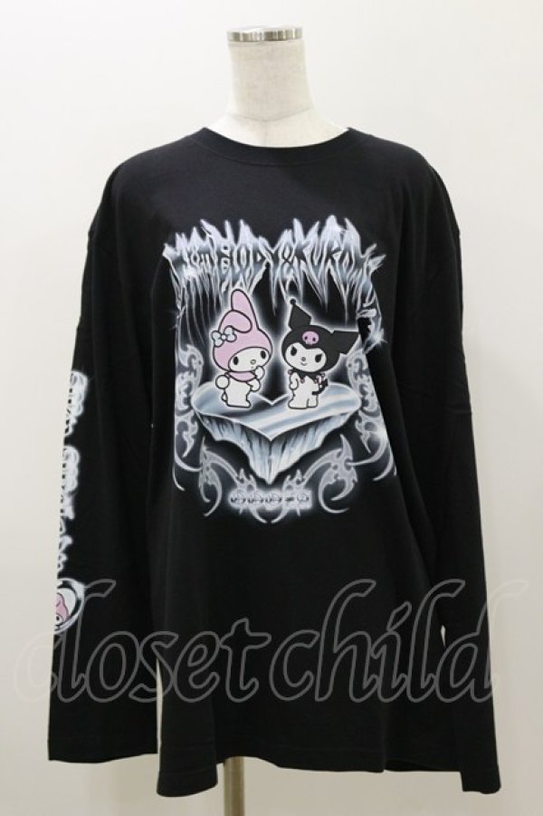 画像1: QOOZA / マイメロディ＆クロミコラボ L/S TEE  ブラック H-25-11-04-053-PU-TO-KB-ZH (1)
