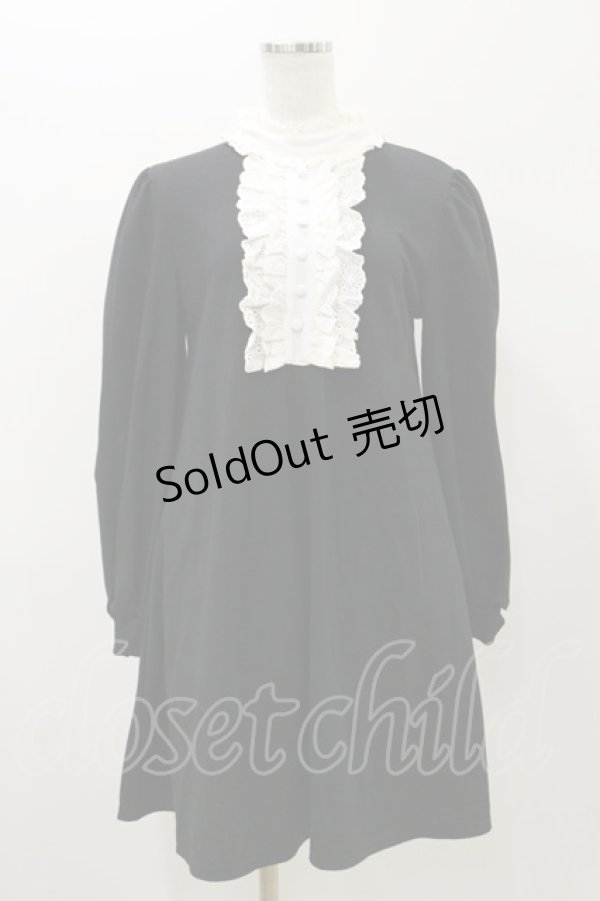 画像1: Ank Rouge / ハイネックフリルカットワンピース M ブラック H-25-11-05-061-CA-OP-NS-ZH (1)