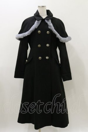 画像: axes femme POETIQUE / ファーデザインケープ付コート M ブラック H-25-11-05-065-AX-OP-NS-ZH