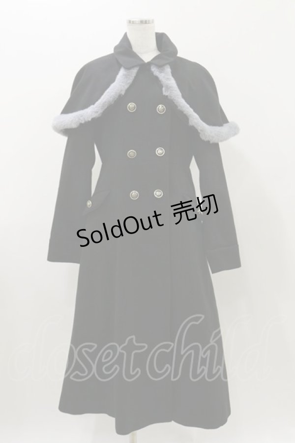 画像1: axes femme POETIQUE / ファーデザインケープ付コート M ブラック H-25-11-05-065-AX-OP-NS-ZH (1)