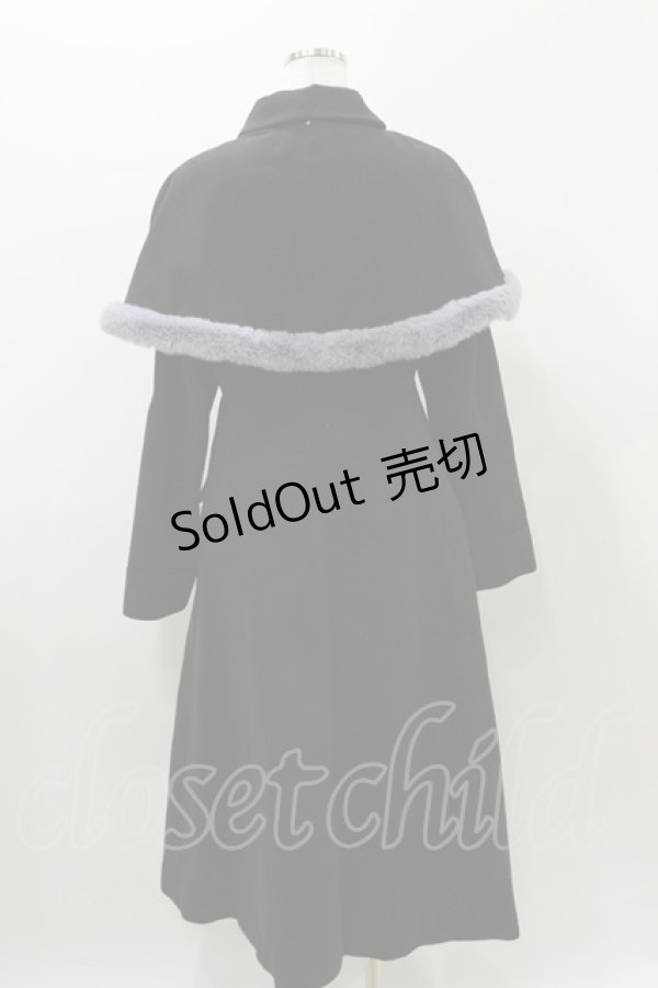 画像2: axes femme POETIQUE / ファーデザインケープ付コート M ブラック H-25-11-05-065-AX-OP-NS-ZH (2)