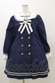 画像1: Amavel / 胸あて刺繍入りセーラーAラインコート Free ネイビー H-25-11-05-075-CA-OP-NS-ZH (1)