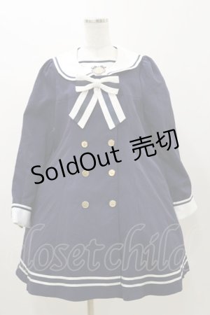 画像: Amavel / 胸あて刺繍入りセーラーAラインコート Free ネイビー H-25-11-05-075-CA-OP-NS-ZH