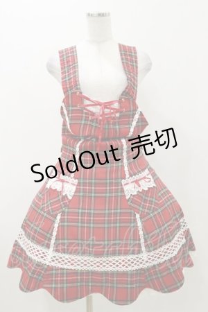 画像: BABY,THE STARS SHINE BRIGHT / タータンチェック裾スカラップジャンパースカート Free エンジ H-25-11-05-077-BA-OP-NS-ZH
