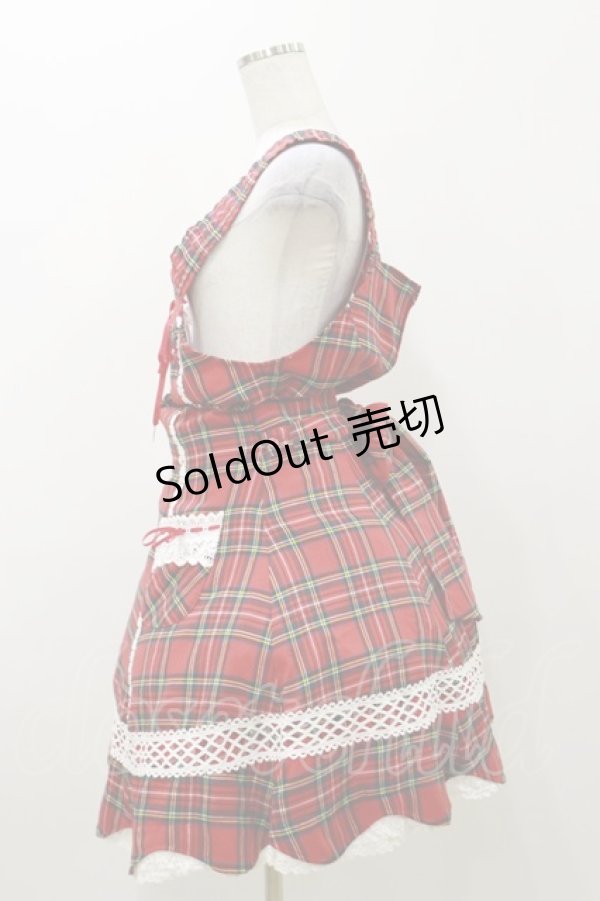 画像3: BABY,THE STARS SHINE BRIGHT / タータンチェック裾スカラップジャンパースカート Free エンジ H-25-11-05-077-BA-OP-NS-ZH (3)