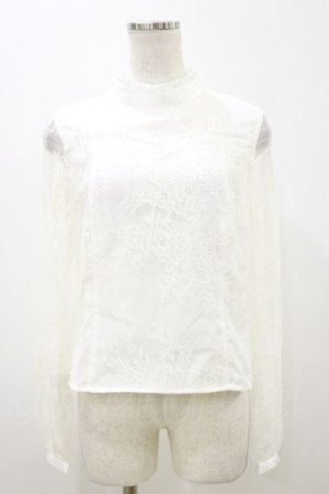 画像: Ank Rouge / スタンドカラーレースブラウス M オフ H-25-11-05-024-CA-BL-NS-ZH