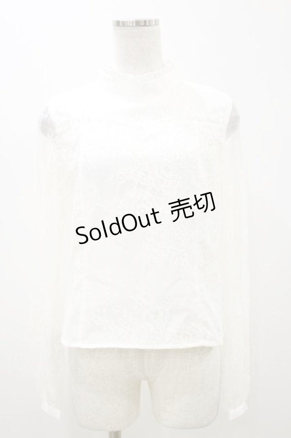 画像1: Ank Rouge / スタンドカラーレースブラウス M オフ H-25-11-05-024-CA-BL-NS-ZH (1)