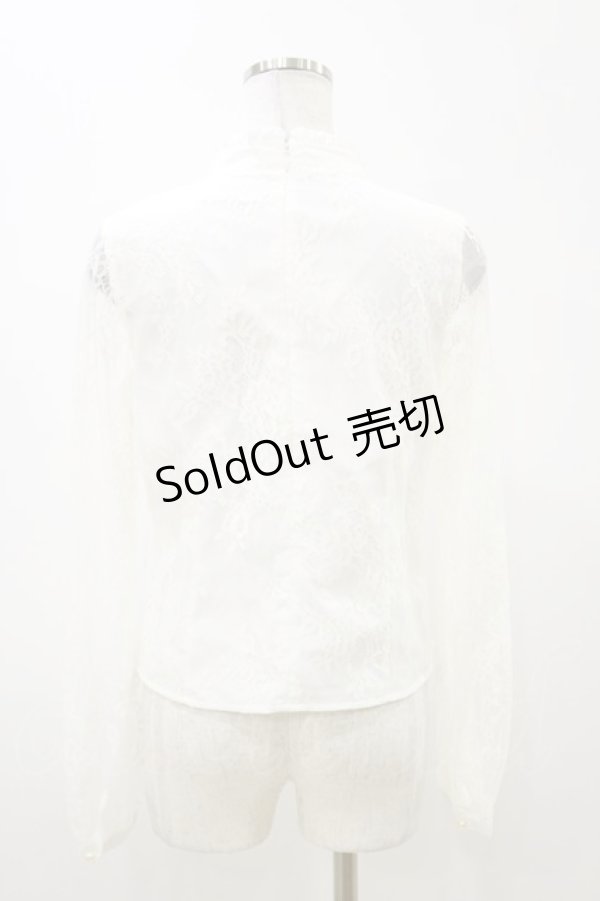 画像2: Ank Rouge / スタンドカラーレースブラウス M オフ H-25-11-05-024-CA-BL-NS-ZH (2)