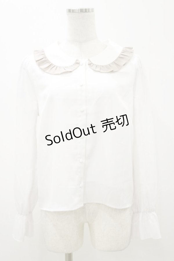 画像1: evelyn / 配色フリルブラウス Free オフ H-25-11-05-028-LO-BL-NS-ZH (1)