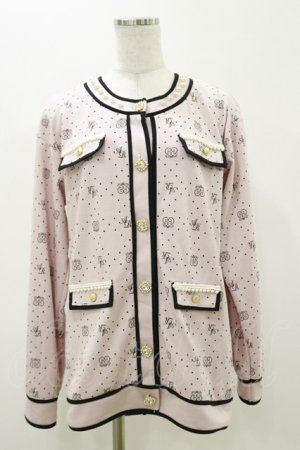 画像: Ank Rouge / モノグラム配色カーデ M ピンク H-25-11-05-032-CA-TO-NS-ZH