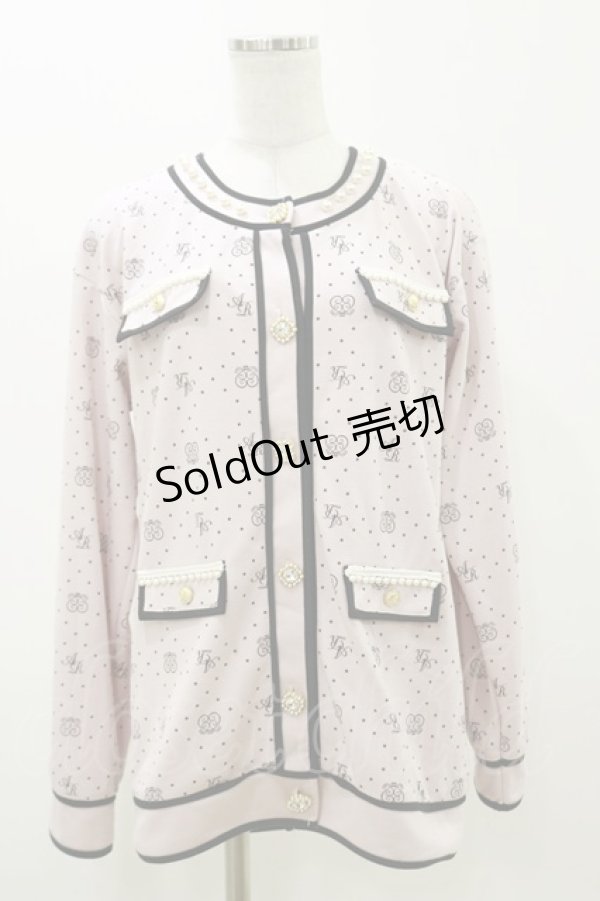 画像1: Ank Rouge / モノグラム配色カーデ M ピンク H-25-11-05-032-CA-TO-NS-ZH (1)