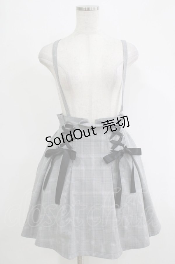 画像1: MA*RS / サスペンダーチェックスカート Free ブラック H-25-11-06-029-EL-SK-NS-ZH (1)