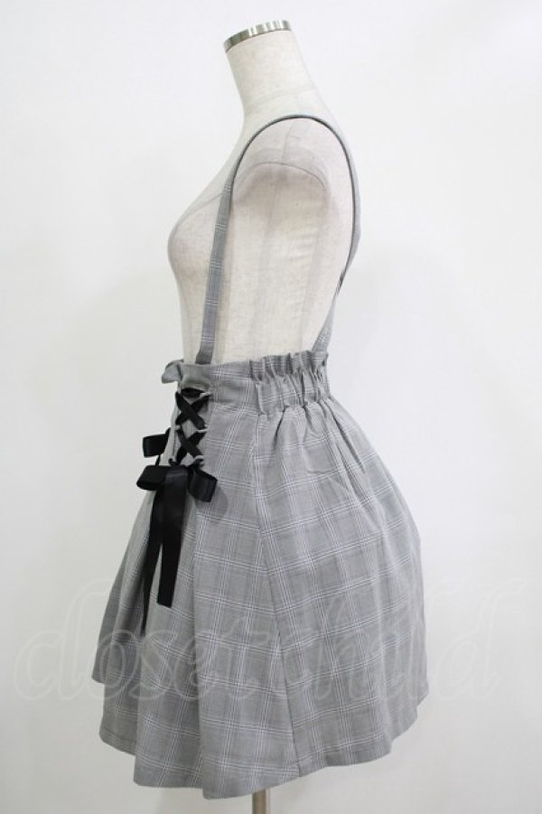 画像2: MA*RS / サスペンダーチェックスカート Free ブラック H-25-11-06-029-EL-SK-NS-ZH (2)
