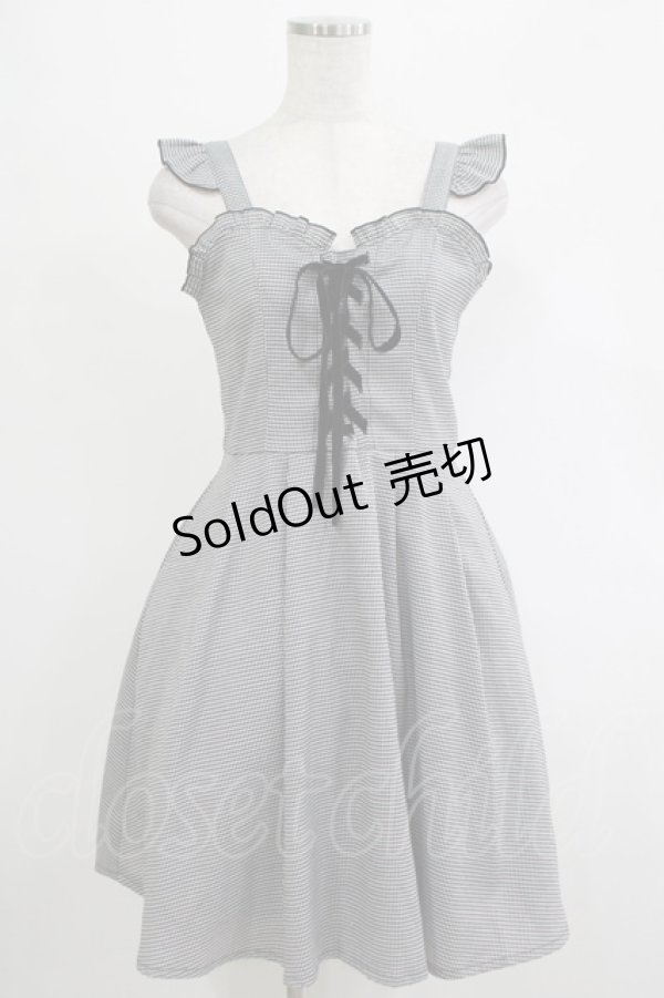 画像1: Ank Rouge / 千鳥柄レースアップジャンスカ M ブラック H-25-11-06-033-CA-OP-NS-ZH (1)